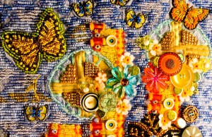 Detail of orb motif used in the art quilt "Butterflies and Beachballs"