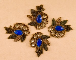 Commercial appliques with blue crystals