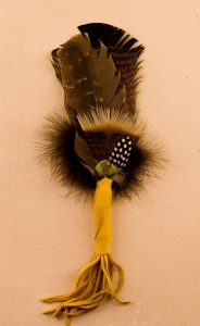 Feather brush for smudging ceremonies