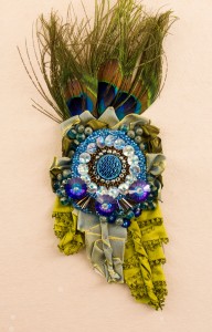 Beaded Corsage with peacock feathers