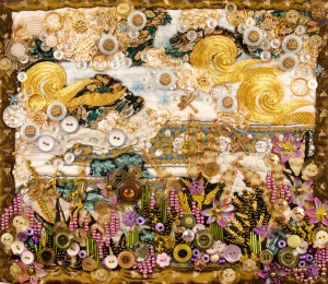 Small beaded art quilt - "Peace Gardens 3"