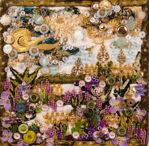 Small beaded art quilt - "Peace Gardens 1"