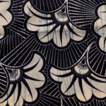 Detail of an indigo fabric with fans from Japan