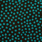Fabric with teal colored dots on a black background