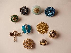 Samples of buttons and jewelry pieces in my bug-out bag