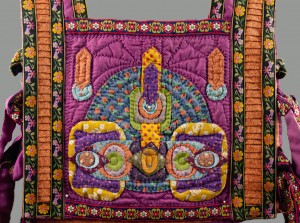 Detail of front of hand appliqued, hand quilted ethnic vest