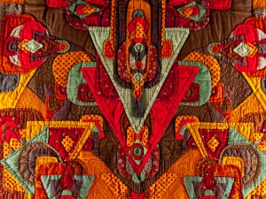 Detail of contemporary hand appliqued,hand quilted art quilt