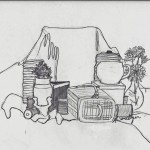 Sketch of the still life used to create the art quilt