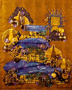 "Medicine Area" art quilt in the Meditation Garden series - full shot - first day of embellishment