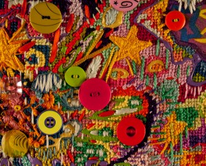 Detail of unfinished needlepoint canvas - "Hungarian Rhapsodies"