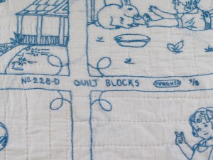 Detail showing the block design number and a signature