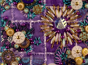 Detail of portal in "Transition Portals" - a small beaded art quilt